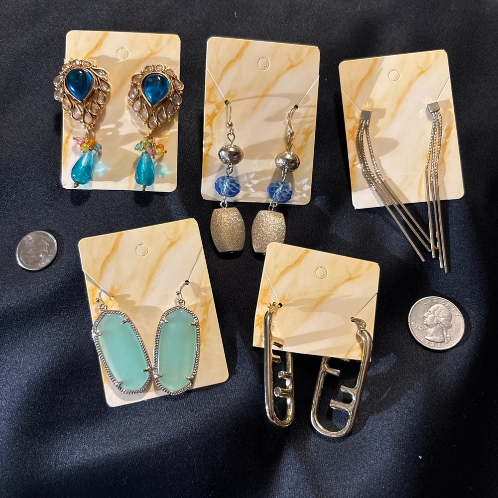 5 Pair Statement Earrings Bundle | Weighted Gold … - image 1